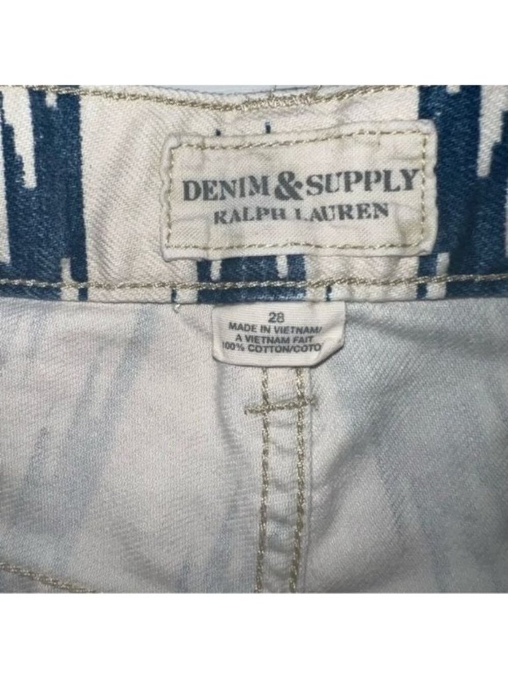 Denim & Supply Shorts Womens 28 Blue White Cotton Tribal Print High-Rise Denim - Picture 2 of 10